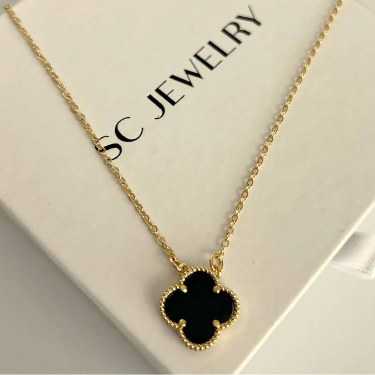 Black Clover Pendant with Gold Chain