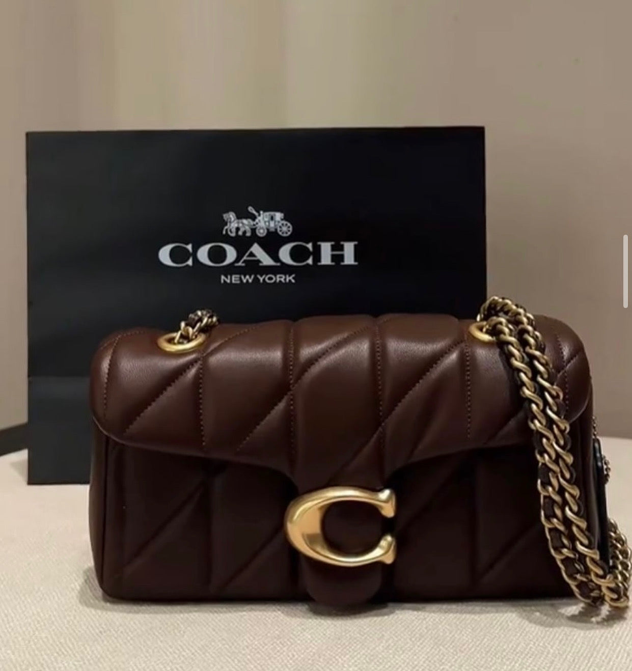 COACH Tabby Quilted Shoulder Bag with Brand Box