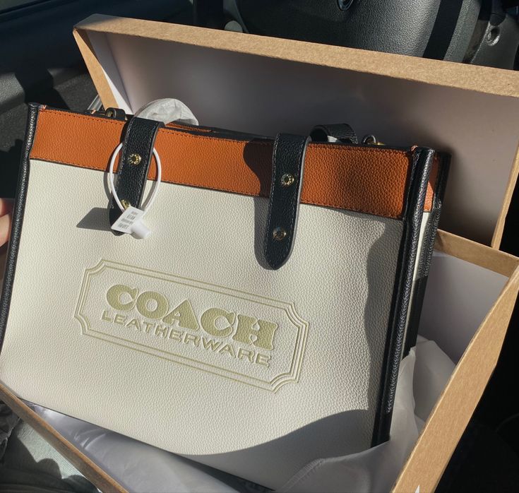 COACH Leather Tote Bag with brand Box