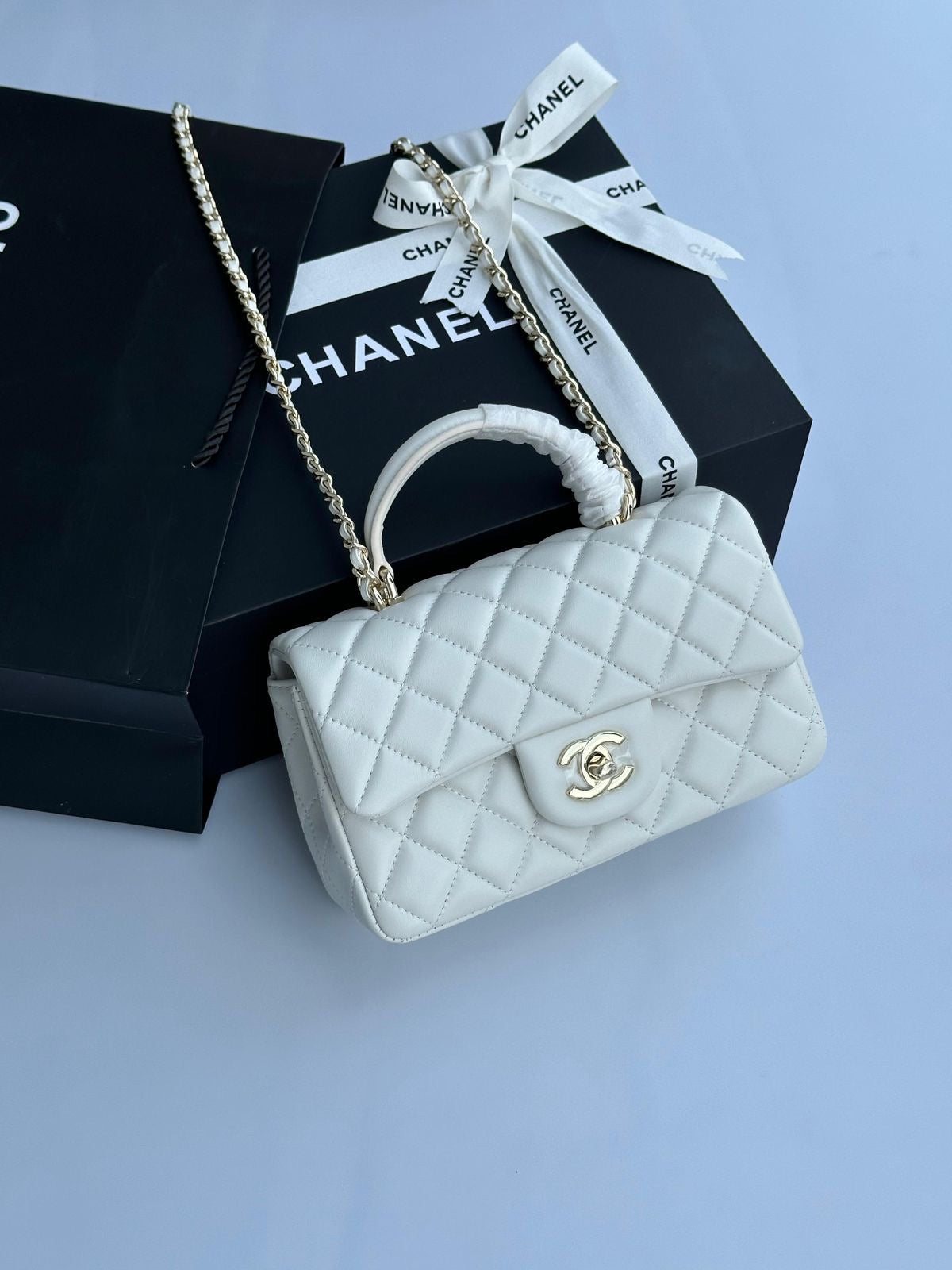 Chanel small classic Top Handle-genuine leather
