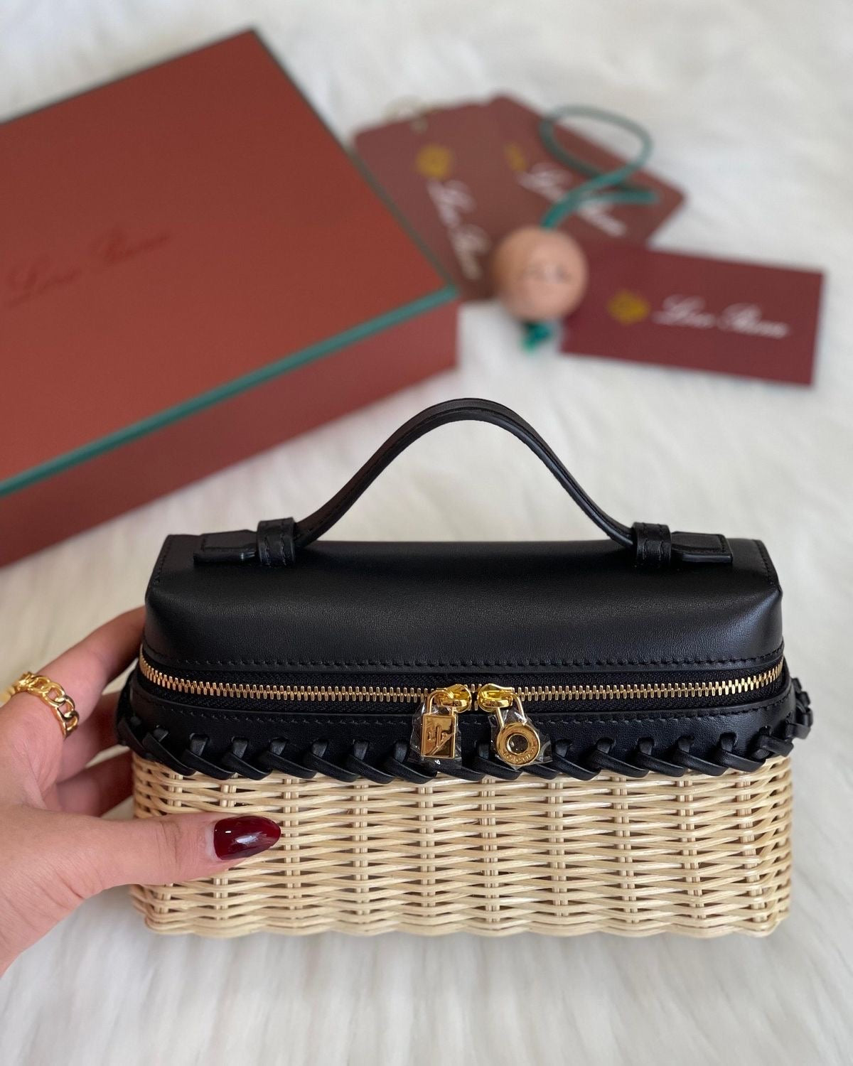 Loro Piana Wicker L23 bag with brand box