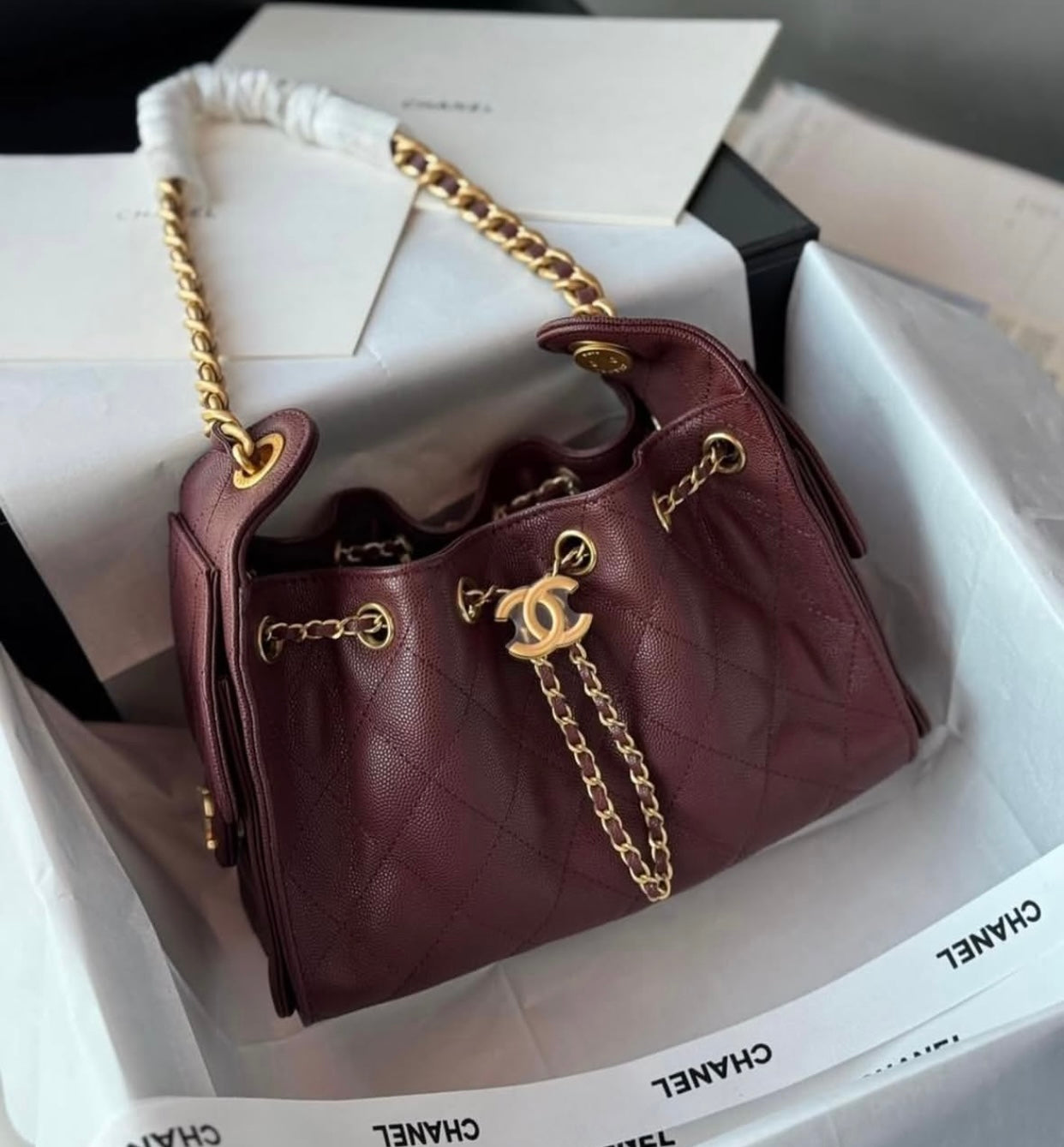 Chanel Hobo 25 small with premium packaging-genuinely leather