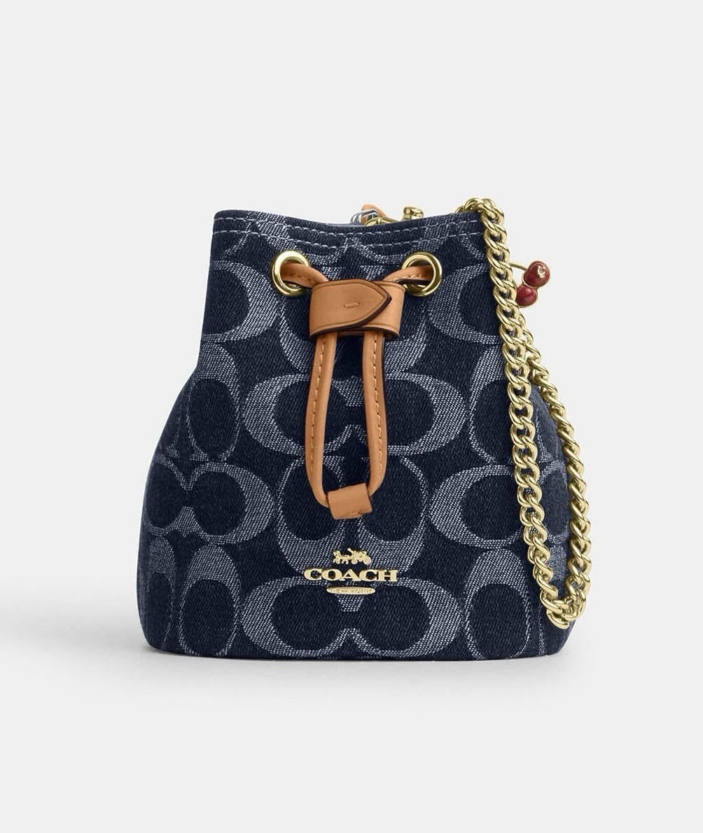 Coach Drawstring wristlet pouch with brand box