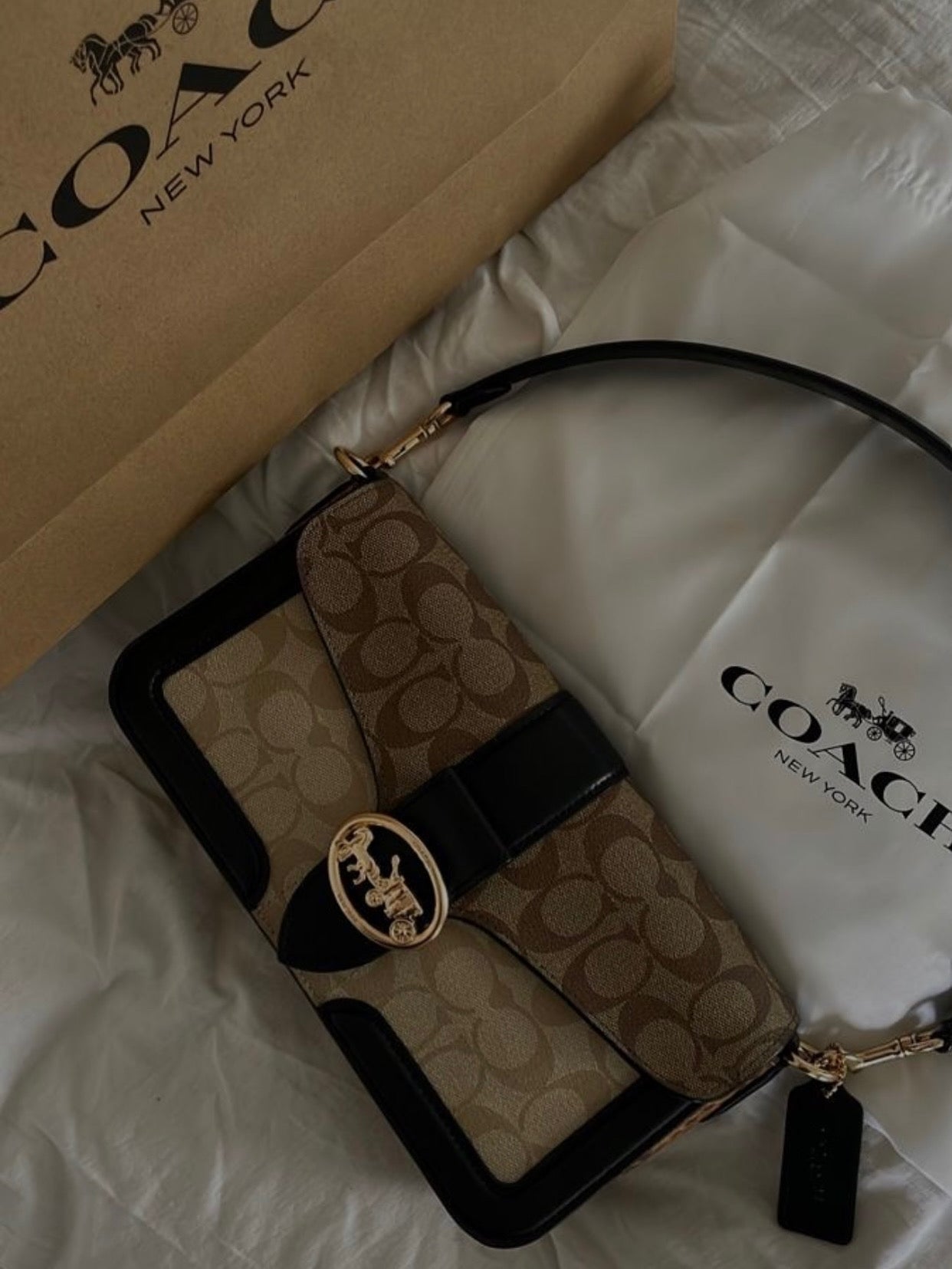 COACH Signature Tan with Brand Box