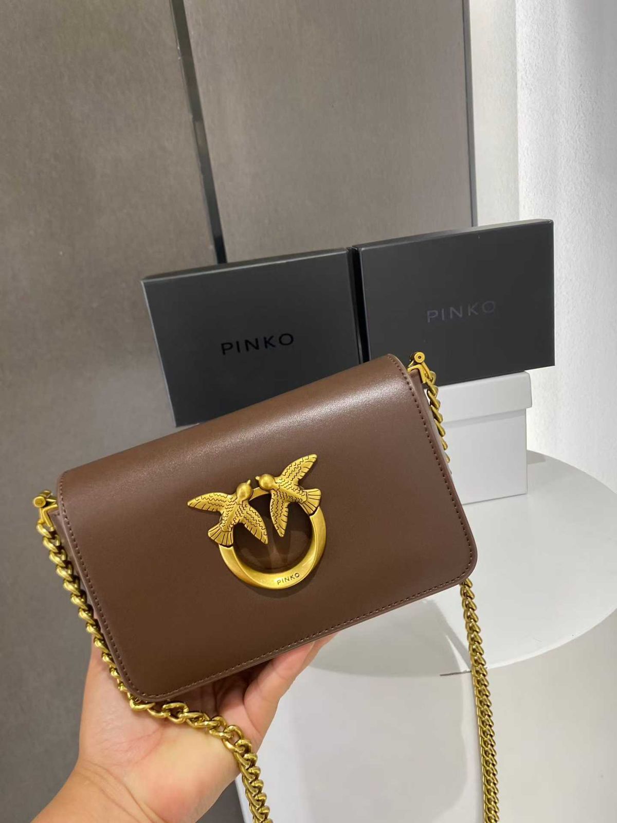 PINKO Micro Culfskin Silk Bag with Brand Box