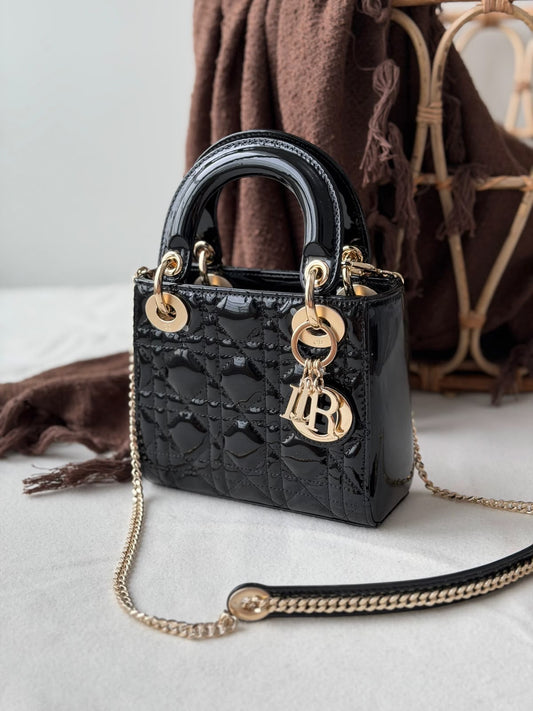 Christian Dior Lady Patent Leather with box