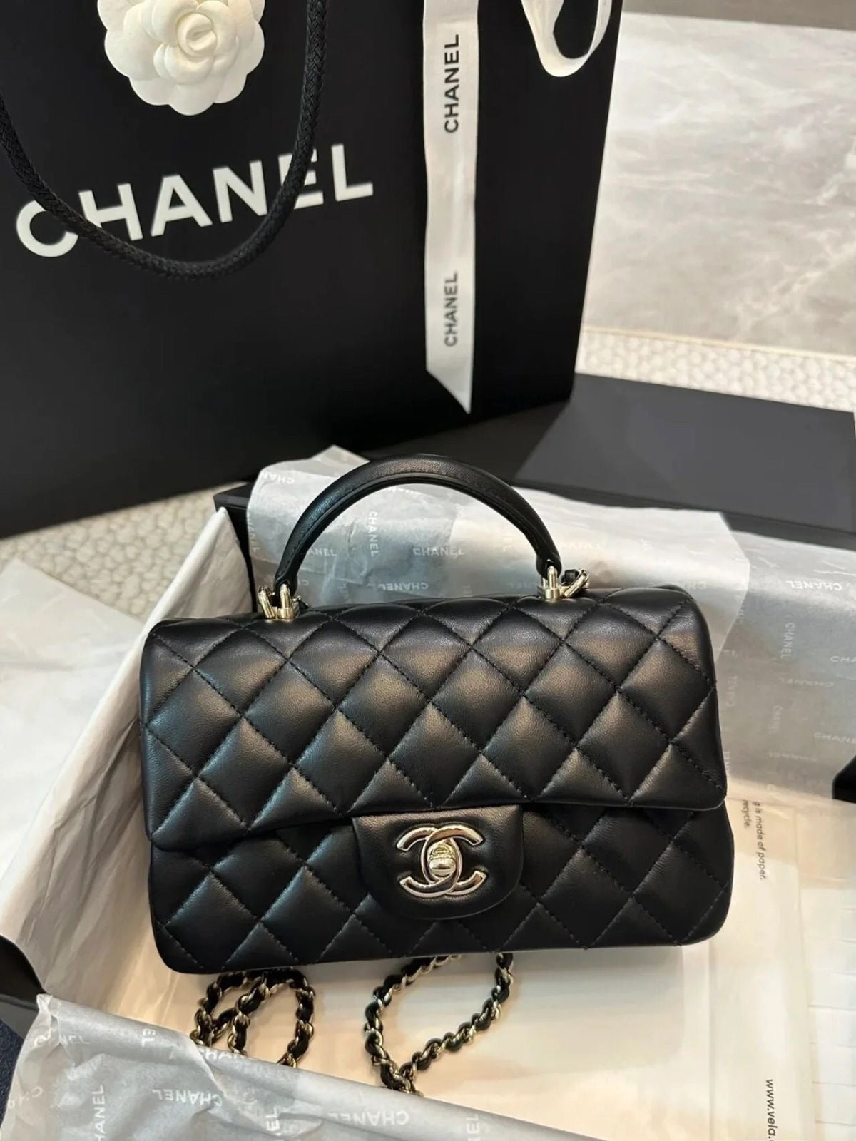 Chanel small Classic flap Top handle -genuine leather
