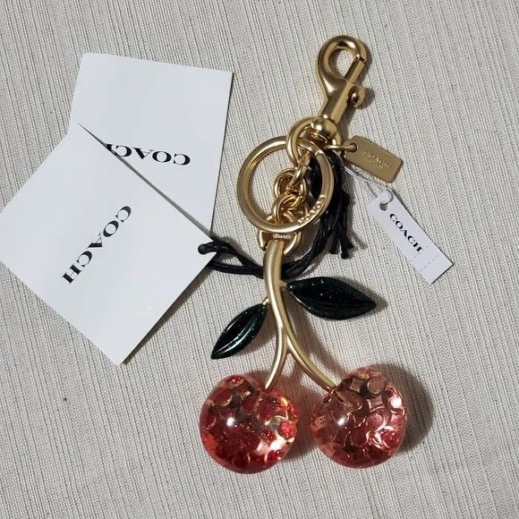 COACH pink Glitter Cherry Charm