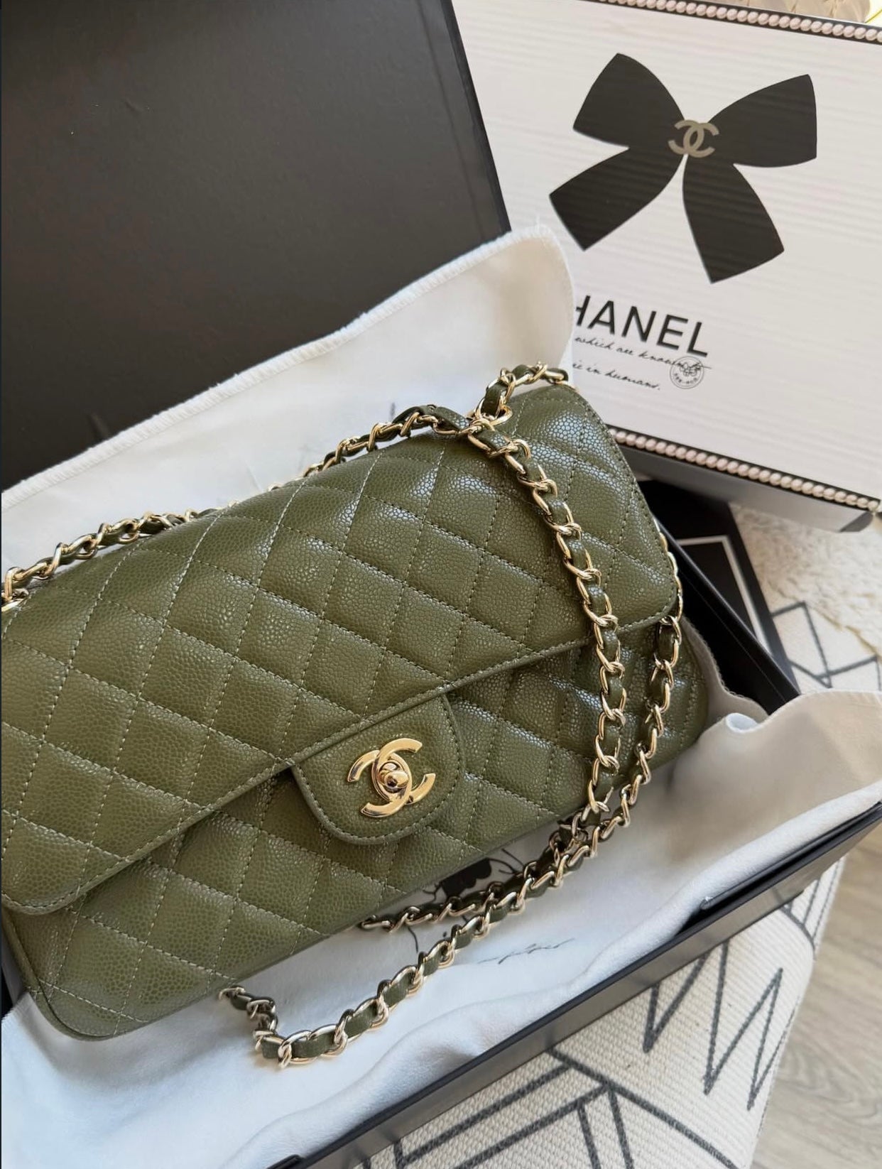 Chanel Classic Flap with brand box-genuine Caviar Leather