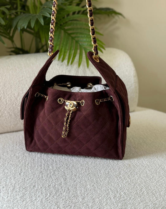 CHANEL Hobo Suede 25 with complete Pakaging