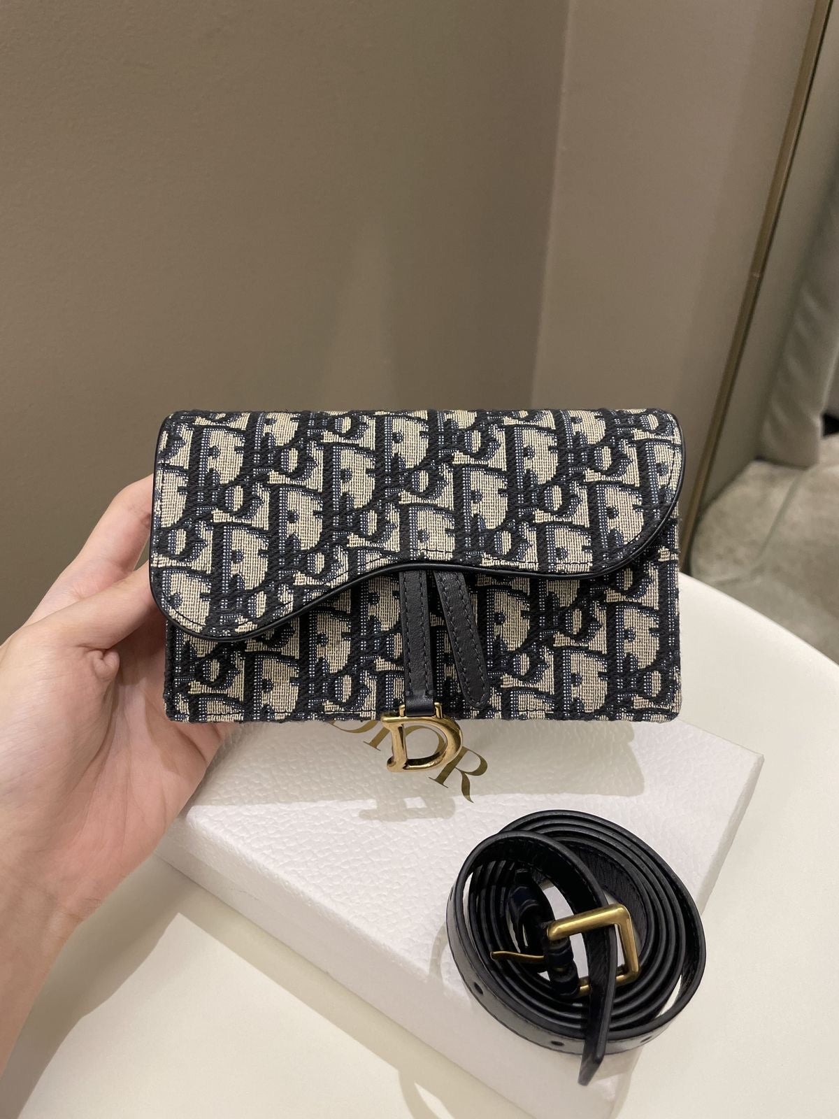 Christian Dior saddle Pouch with box